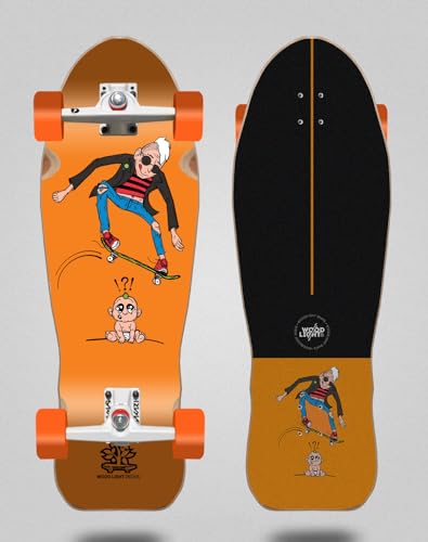 Woodlight Surfskate Complete with SGI Surfskate Trucks - Forall Orange 9,45 x 29,10 Ishin