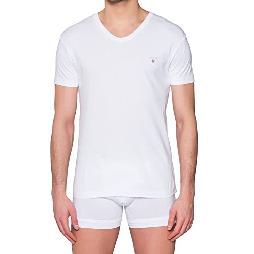 GANT Herren The ORIGINAL Slim V-Neck T-Shirt, Weiß (White 110), XXX-Large