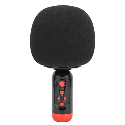 Drahtloses Mikrofon, Multifunktionales 4 In 1 Karaoke Mikrofon, BT Unterstützung, AUX Kabel, Speicherkartenanschluss, Wiederaufladbares Handmikrofon für Ktv, Hausparty, Interview, Live(Schwarz)