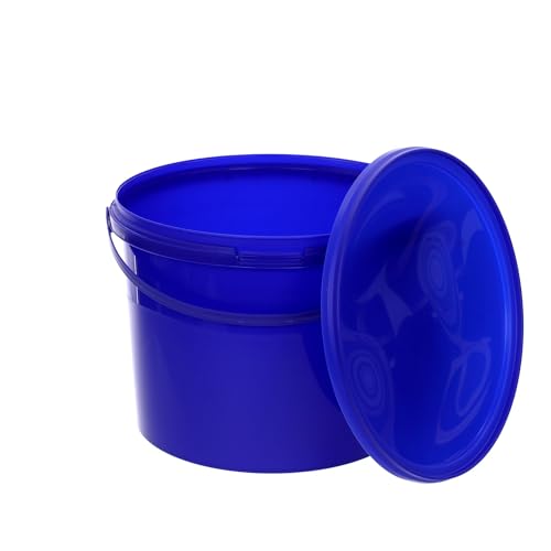 BenBow Eimer mit Deckel 10l blau 100x 10 Liter - lebensmittelecht, stabil, luftdicht, auslaufsicher, geruchsneutral - Aufbewahrungsbehälter aus Kunststoff, mit Henkel - leer