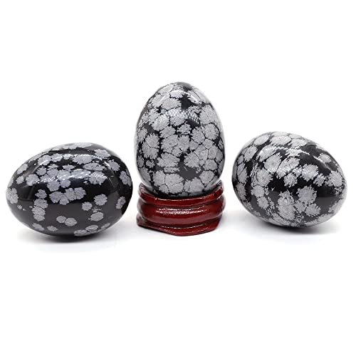 30X40mm Egg Shape Stone Natural Healing Crystal Kegel Massage Accessories Gemstone Reiki Home Decor,Snowflake Obsidian,5 PCS