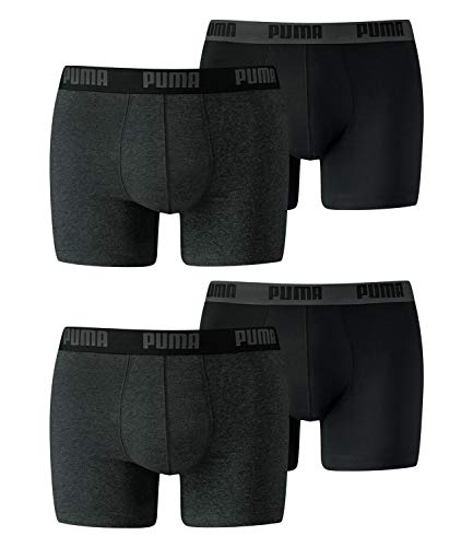 Puma Herren Shortboxer Basic Unterhosen 4er Pack in verschiedenen Farben 521025001 (M, Dark Grey/Black)