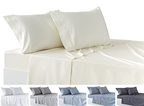 Todocama Bettwäsche-Set, 4-teilig, Spannbettlaken, Bettlaken, 2 Kissenbezüge, 50 x 80 cm, für Betten mit 135-135 x 190/200 cm, Beige