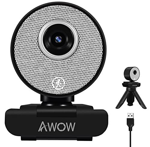 AWOW AI Webcam 1080P -AI Gesichtserkennung Webcam, Webcam HD mit Automatischer Zoom, 90 ° Sichtfeld, Webcam mit Lichtkorrektur, Plug & Play, für Win10, Mac OS X, Linux, Skype, zum Konferenz