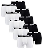PUMA 10 er Pack Boxer Boxershorts Men Herren Unterhose Pant Unterwäsche, Farbe:301 - White/Black, Bekleidungsgröße:XL