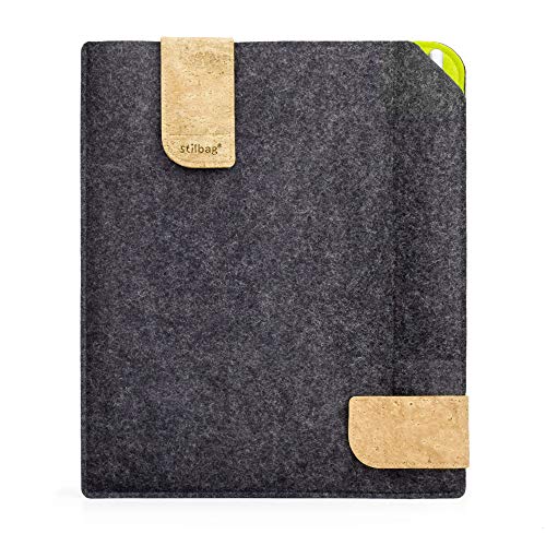 Stilbag Filztasche für Apple iPad Pro 11 (2018) | Etui Case aus Merino Wollfilz und Kork mit Pencil Fach | Modell KUNO in anthrazit - apfelgrün | Tablet Schutz-Tasche Made in Germany