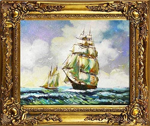 jvmoebel Gemälde Ölbild Bild Ölbilder Rahmen Bilder Seefahrt Schiffe Meer Ölgemälde 05692