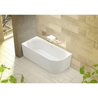OTTOFOND Badewanne "Mince Corner rechts 180 cm weiß", (1 tlg.), inkl. Ablaufgarnitur, Schlitzüberlauf, Fußgestell, schmale Wannenkante