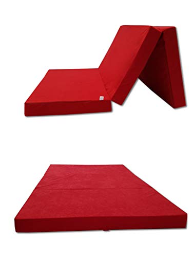Odolplusz Klappmatratze Faltmatratze Klappbett - Made IN EU - als Matratze Gästebett Gästematratze einsetzbar (Rot, 120 x 200 cm)
