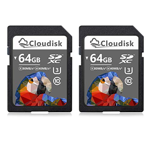 Cloudisk 2PACK 64GB SD Card UHS-3 Flash Memory Card (64 GB 2pieces)