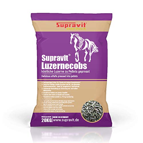 Supravit Luzernecobs 25 kg- energiereiches Pferdefutter, Luzernepellets mit Hohem Anteil an Carotin