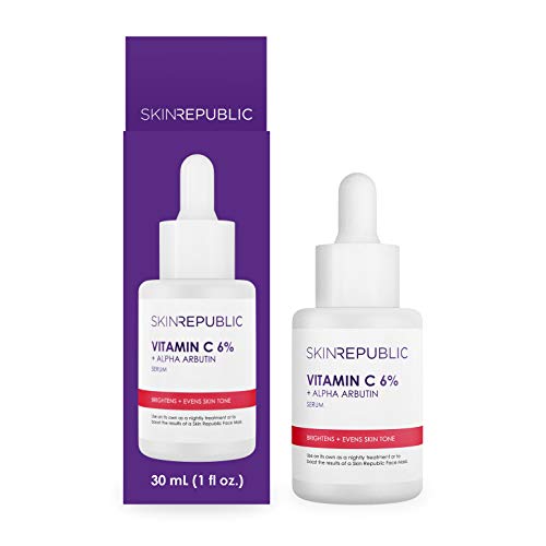 Skin Republic Vitamin C 6% & Alpha Arbutin Serum, hilft Pigmentierung und dunkle Flecken, lang anhaltende Feuchtigkeit, 30 ml