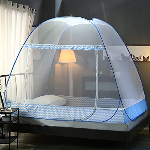 Zusammenklappbares Moskitonetz für das Bett, tragbares Doppeltür-Reise-Moskitonetz mit Netzboden, aufklappbares Moskitonetz-Zelt für den Innen- und Außenbereich, 04,180 x 200 x 150 cm