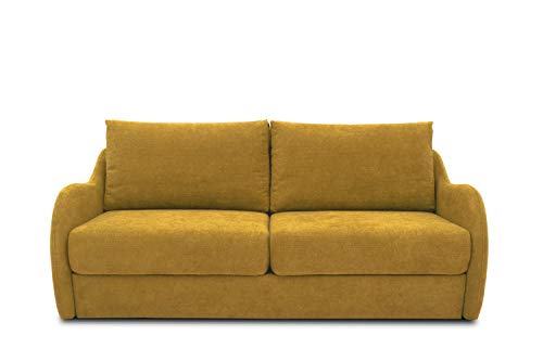 DOMO. Collection Sofa Echo, 2-Sitzer mit Hocker, Polstermöbel 180cm Sitzbreite, Funktionssofa, 204x107x96 cm, Couch in gelb (senf)