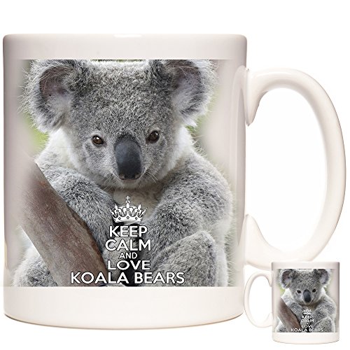 Koala-Tasse, Aufschrift "Keep Calm and Love Koala Bears", Keramik-Geschenktasse Spülmaschinenfest und mikrowellengeeignet