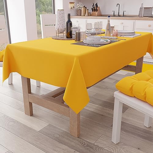 PETTI Artigiani Italiani - Tischdecke, Tischdecke, Tischdecke für die Küche aus Baumwolle, einfarbiges Design, Gelb X18 Plätze (140 x 360 cm) 100% Made in Italy