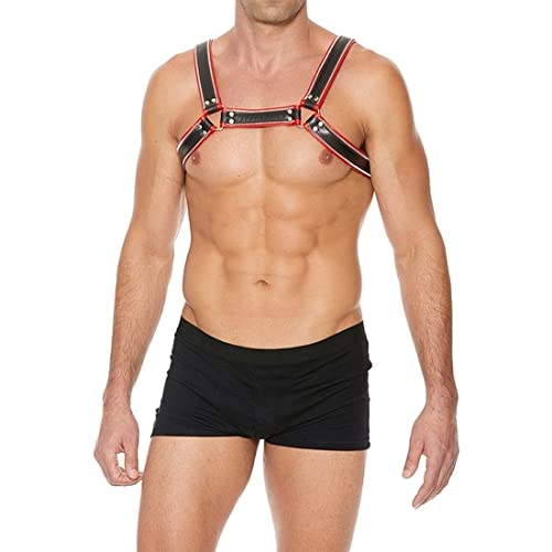 Shots - Ouch! Z Series Chest Bulldog Harness - Black/Red - L/XL