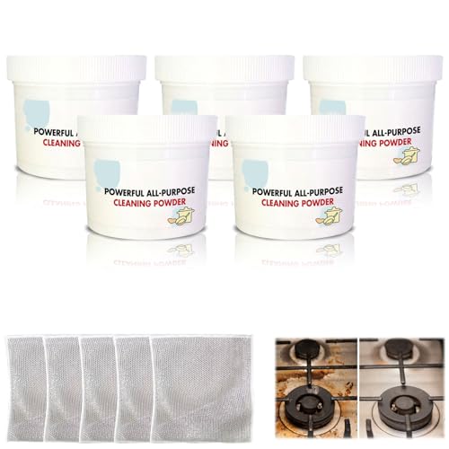 Mehrzweck-Reinigungspulver für die Küche, Leistungsstarker Allzweck-Pulverreiniger Für Die Küche, Schaumrostentferner, Powerful All-Purpose Cleaning Powder (250 g, 5 Stück)