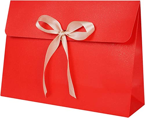 Umschlag-Geschenkbox, Seidenschal-Verpackungsbox mit elegantem Schleifenband, Party-Geschenkbox, einfarbige Kartonverpackung (10 Stück) (Farbe: Rot*10) (Size : Red*10)