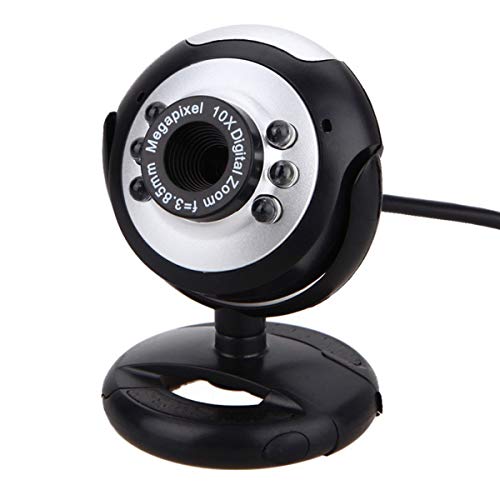 Yolispa USB-Webcam mit Mikrofon Computer Web-Cam für Desktop-PC Web-Kamera 6 LED-Lichter für Nachtsicht