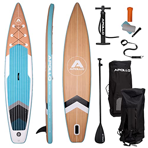 Apollo SUP Board Infinity Pro - 365 x 76 x 15 cm, iSUP Komplettset, Stand-up-Paddling Set, extra lang, aufblasbares Double Layer Board, inkl. Paddel, Pumpe und Reparaturset, Profi-Board