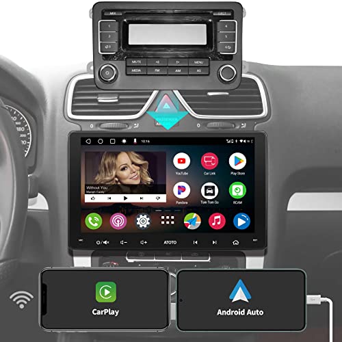 ATOTO A6 9 Zoll Android Doppel-DIN Autoradio Kompatibel mit Skoda, VW Volkswagen Golf Jetta, CarPlay und Android Auto, Dual-Bluetooth, WiFi/BT/USB-Tethering-Internet, HD-LRV, 2GB + 32GB, A6VW09PF