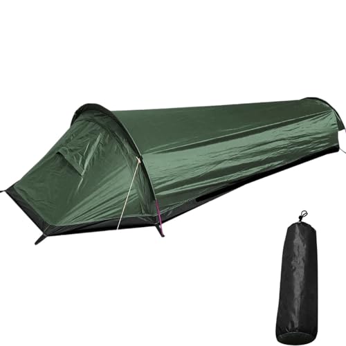 Zelt für 1 Person, tragbares Biwakzelt mit Tragetasche, ultraleicht, wasserdicht, Zelt, Campingzelt für 1 Person, zum Wandern, Bergsteigen (Dunkelgrün)