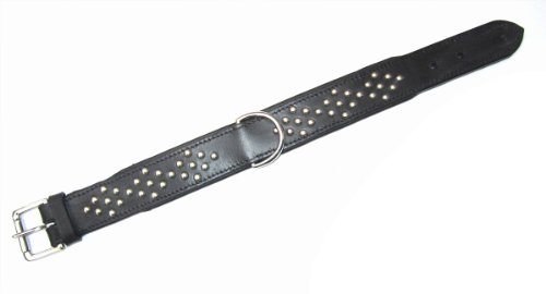 Heim 3886508 Halsband mit Zierbeschlag, 35 mm breit, 50 cm lang, schwarz