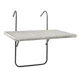 Haushalt International Balkonhängetisch 60x40 cm Rattanoptik Hängetisch Klapptisch Weide Balkontisch klappbar Terrassentisch zum Einhängen grau 60382