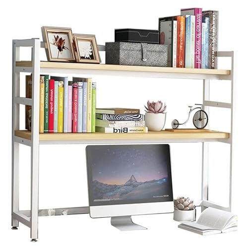 RedAeL Verstellbarer Desktop-Bücherregal-Organizer - Kompakter Metallständer für Computertisch, Arbeitsplattenregal und Druckerregal - 135 x 24 x 90 cm