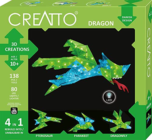 Kosmos 3523 CREATTO 3D-Leuchtfiguren entwerfen Bastelset für Drache, Flugsaurier, Vogel oder Libelle, Black