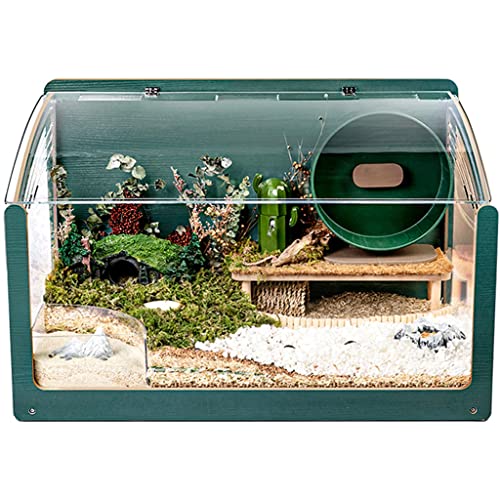Hölzerner Hamsterkäfig, Kleintierhaus-Lebensraumstall, Reptilienterrarium, Heimtierbox, Heimtierbedarf (Farbe: Grün, Größe: 80 x 50 x 50 cm)