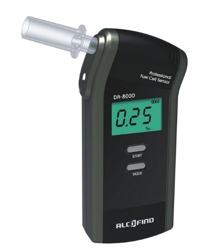 Trendmedic Alkoholtester Alcofind DA-8000 | mobiles digitales Atem-Alkoholmessgerät mit langzeitstabilen Fuel-Cell-Sensor bis 5.00‰ | polizeigenau