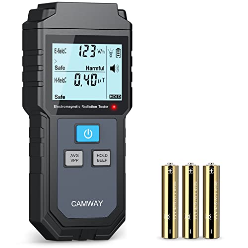 CAMWAY EMF Meter EMF Messgerät, Mini Tragbar Elektromagnetische Strahlung Detektor digitales Strahlenmessgerät, Feld Magnetfeld Dosimeter Detektor, mit Ton, Licht und Alarm Hinterbeleuchtung