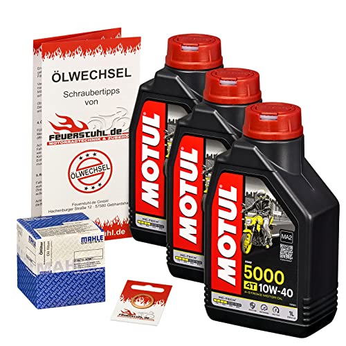 Motul 10W-40 Öl + Mahle Ölfilter für Yamaha Grizzly 550 /EPS/SE (YFM), 09-15 - Ölwechselset inkl. Motoröl, Filter, Dichtring