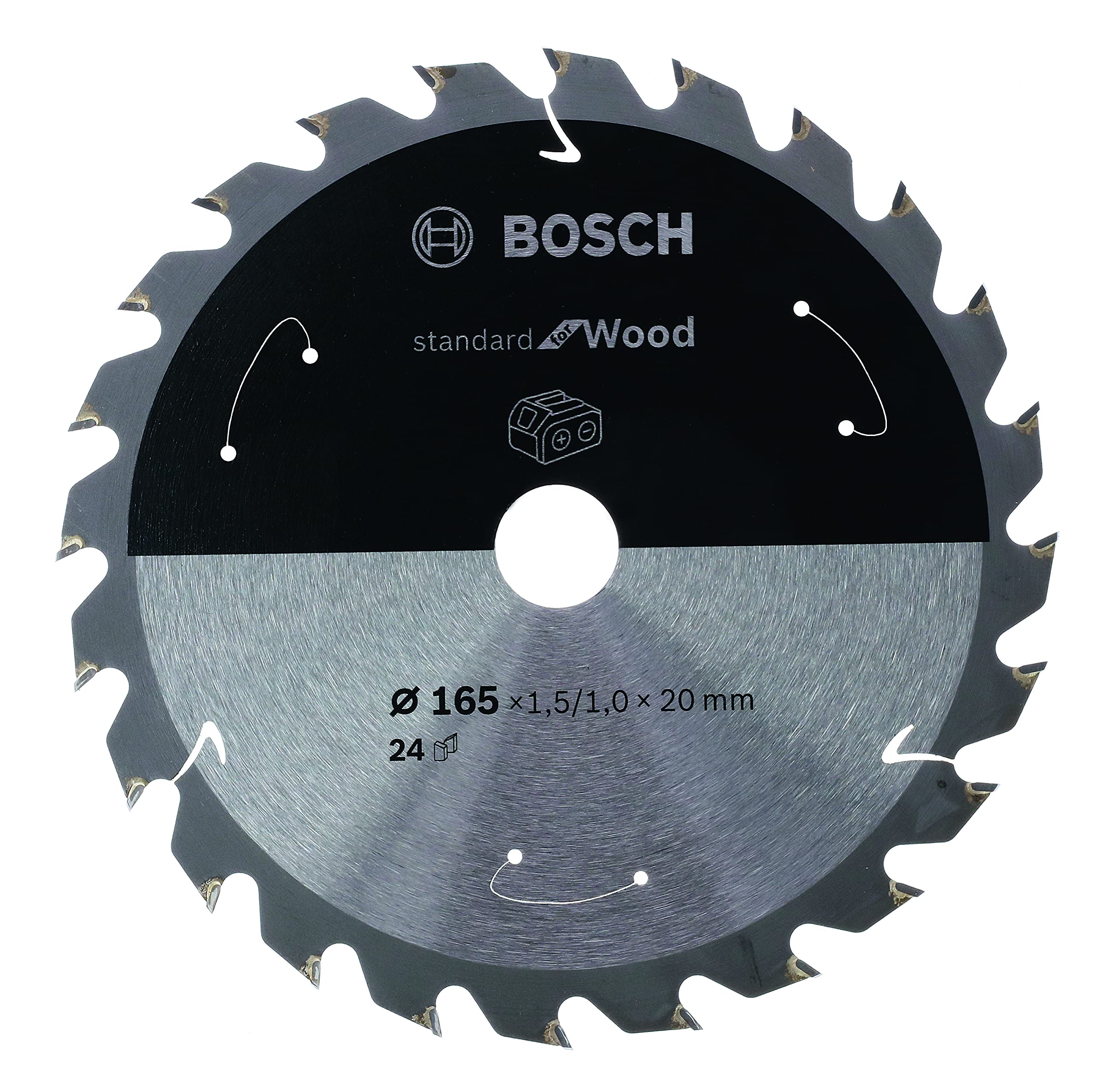 Bosch Professional 1x Kreissägeblatt Standard for Wood (Holz, Sägeblatt Ø 160 x 20 x 1,5 mm, 24 Zähne, Zubehör Akku Kreissäge)