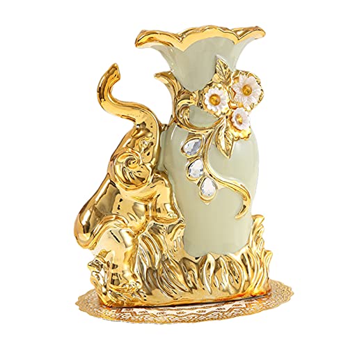 Blumenvase für Dekor, Keramik Vase Moderne Home Dekorative Vase für Mittelstücke, Küche, oder Aufenthaltsraum Ornament, Links Elefanten
