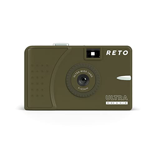 RETO Ultra Wide und Slim 35 mm Wiederverwendbare Tageslicht-Filmkamera – 22 mm Weitwinkelobjektiv, fokusfrei, leicht, einfach zu bedienen (Olive)