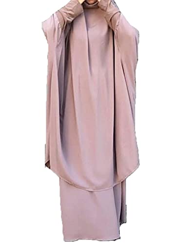 Muslimisches Kleid für Damen zweiteiliges Gebetskleid mit Hijabs Niqab Gesichtsabdeckung weich atmungsaktiv langärmelig islamische Kleidung türkisches Kleid Bademantel Einheitsgröße