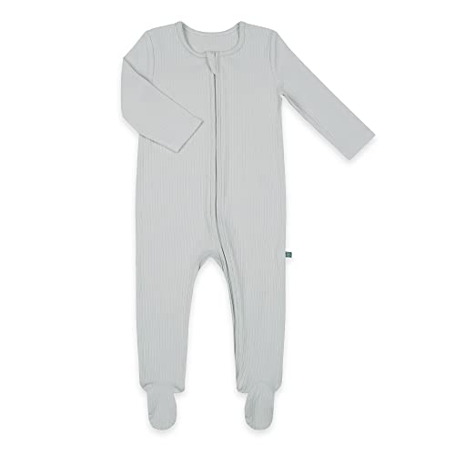 emma & noah Premium Baby Schlafanzug mit Füßen Ganzjahr, Weich & Atmungsaktiver Schlafstrampler, Oeko-TEX Zertifiziert, Flauschiger Langarm Overall, Bewegungsfreiheit (Essential Grau, 68)