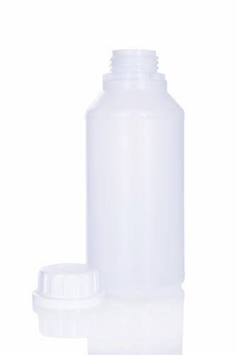 BenBow Kunststoff Flasche mit Schraubverschluss und Skala | 100x 0,5L | Hochwertige | HDPE-Flasche/-Behälter | Kunststoffflasche mit HDPE + PE-Stopfen