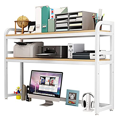 RedAeL Verstellbares 2-stöckiges Desktop-Bücherregal: Effiziente Büro-Aufbewahrungslösung mit Holz- und Metallkonstruktion