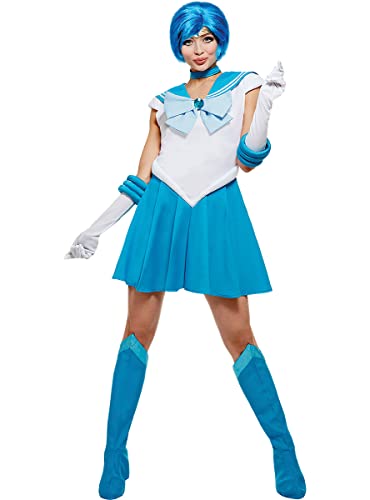 Funidelia | Sailor Merkur Kostüm - Sailor Moon 100% OFFIZIELLE für Damen Größe XL ▶ Anime, Cosplay, Usagi Tsukino, Zeichentrickfilm - Farben: Blau, Zubehör für Kostüm