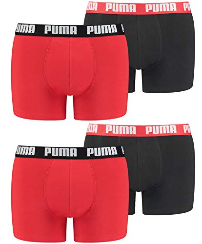 PUMA Boxershort 4er Pack Herren 4 Boxer Edition (Red/Black-786, M)