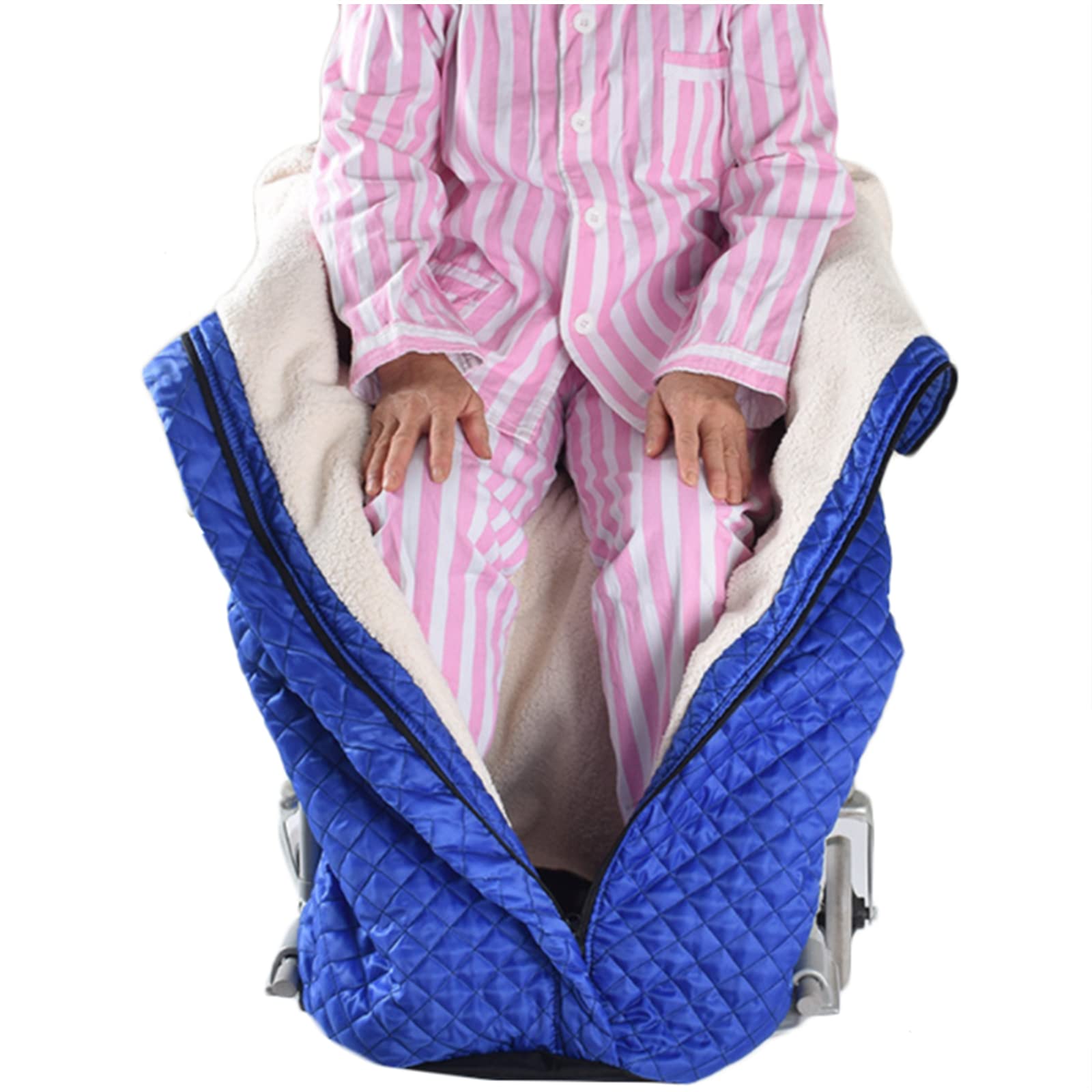Leichte Winter-Rollstuhldecke – Beine Fußwärmer Abdeckung – Winddichter Schutz Schlafsack mit Plüsch-Fleece-Futter, für Patienten ältere Menschen für drinnen und draußen (blau)