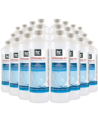 Höfer Chemie 24 x 1 L Isopropanol 99,9% IPA frisch abgefüllt in handliche 1 L Flaschen - perfekt als Lösungsmittel und Fettlöser geeignet