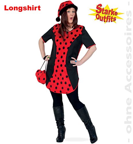 Damenkostüm Big Mary Starke Outfits, Marienkäfer schwarz rot, Garten, ideal für Karneval, Fasching oder Mottoparty (46)