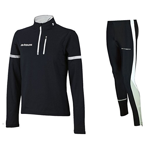 Airtracks Winter Funktions Laufset Pro/Thermo Laufhose Lang + Thermo Shirt Langarm - schwarz - L