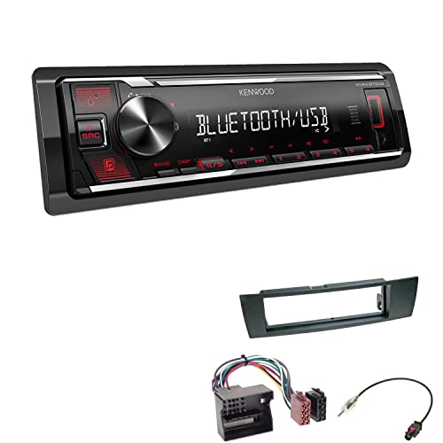 Kenwood KMM-BT209 1-DIN Autoradio Media Receiver Bluetooth USB AUX mit Einbauset passend für BMW 3er E90 E91 E92 E93 2005-2013 schwarz