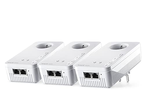 devolo Magic 2 WiFi 6 Mesh Multiroom Kit, CPL Steckdose WiFi -bis 2.400 Mbit/s, WiFi Mesh, CPL-Gehäuse, 4 x Gigabit Ethernet, Access Point WLAN, Weiß (französische Steckdosen)